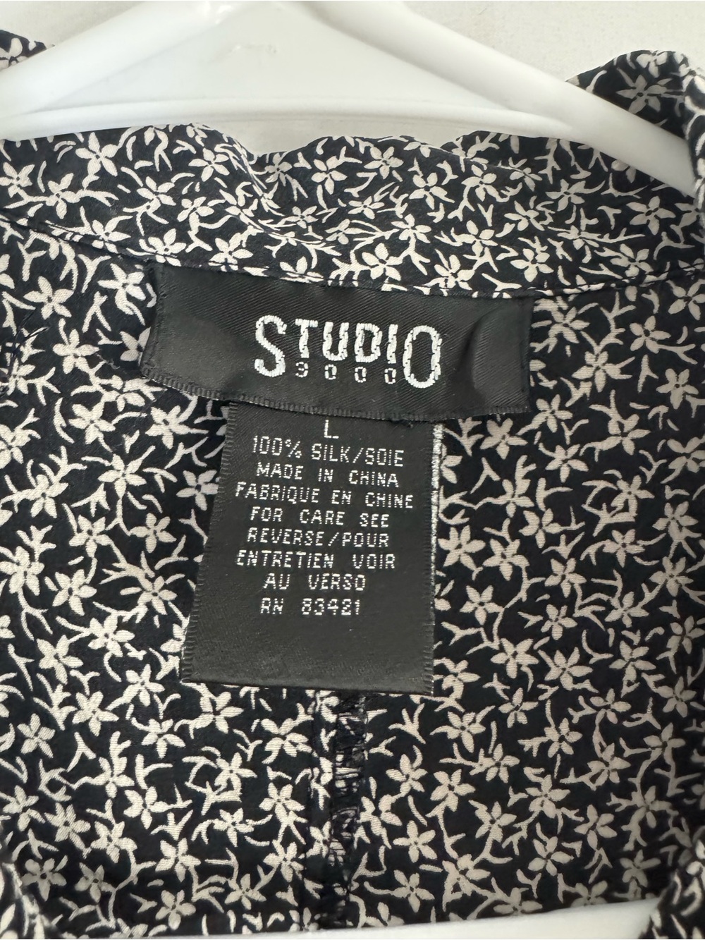 Studio Black and White Mini Floral Button-Down Shirt - Picture 3 of 7